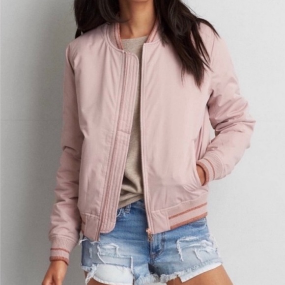 American Eagle Outfitters Pink Bomber Jacket - Picture 2 of 5